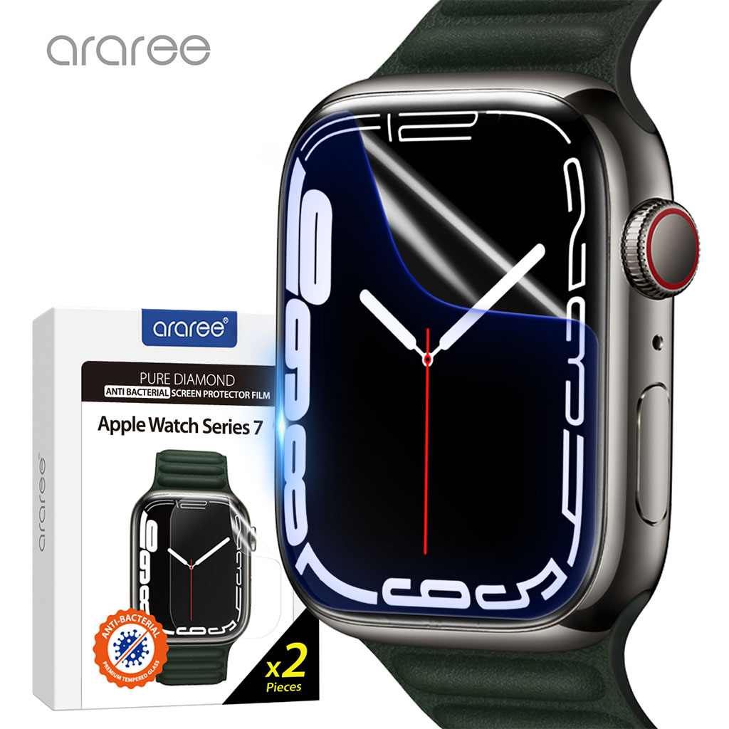 araree Apple Watch 7 45mm/41mm フィルム (2枚入り) PURE DIAMOND 抗菌保護フィルム